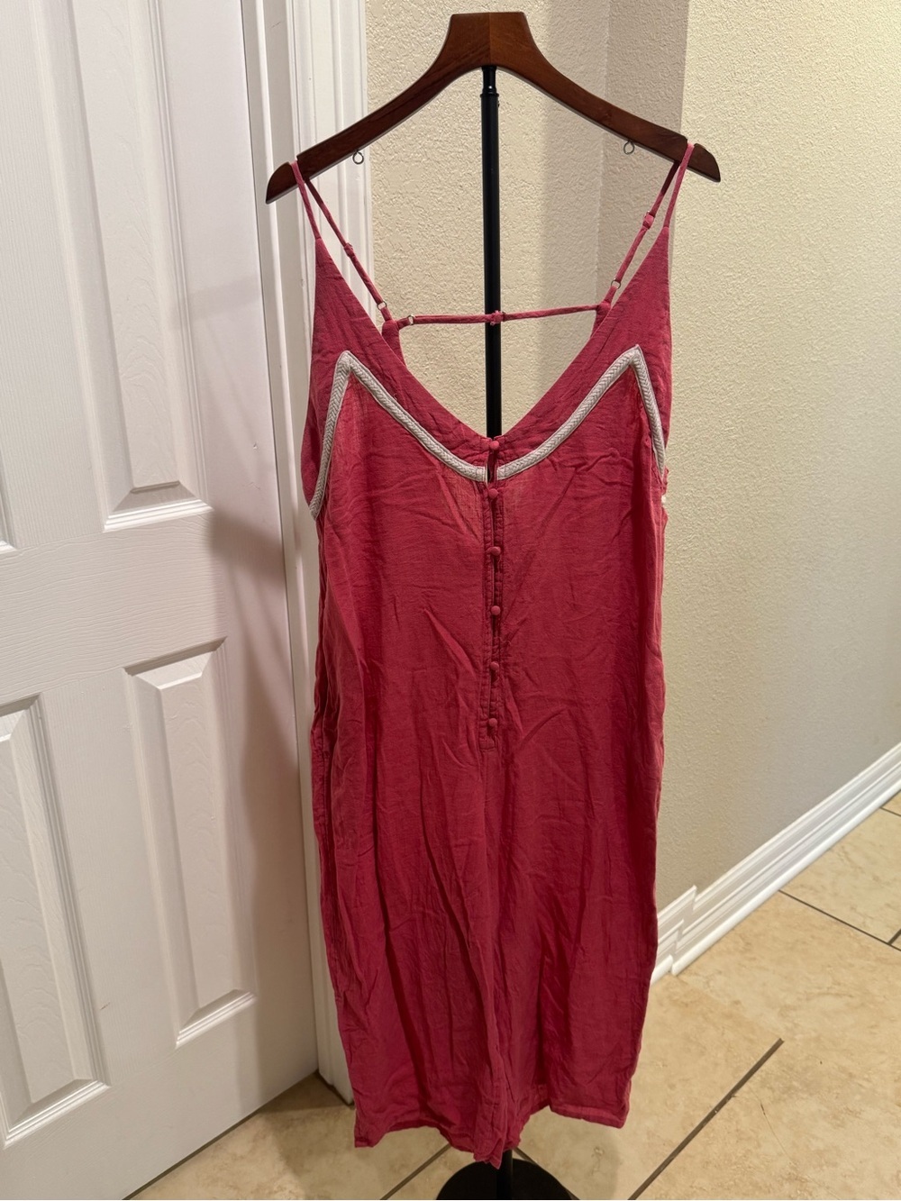 Anthropologie Celandine Sleeveless Coral jumpsuit Linen Sz Large